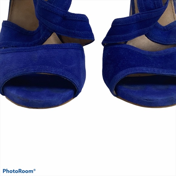 Steve Madden Immence Sandle Blue Suede Heels Sz 5 - Picture 3 of 11